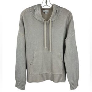 New EVEREVE Aspen Metallic Pullover Hoodie W/Pocket Silver SZ Large
